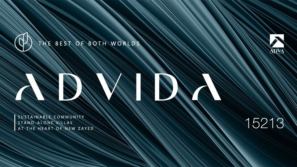 ADVIDA compound branding — 'The Best of Both Worlds,' a sustainable stand-alone-villa community in New Zayed.